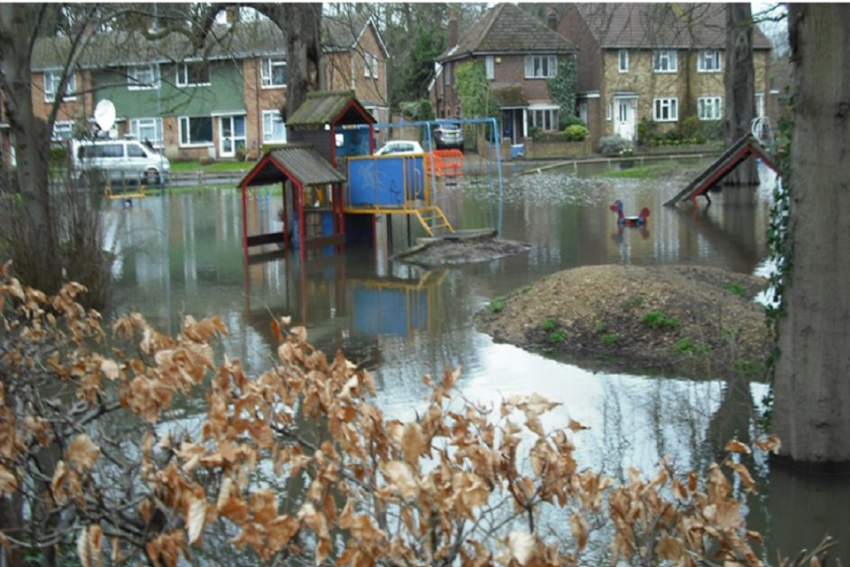 Wraysbury Village green Flooded