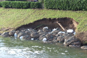 Embankment failure and temporary repair